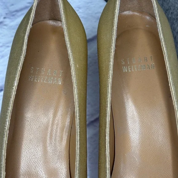 Vintage Stuart Weitzman Gold Cream Pumps Kitten Heel Made in Italy 7.5 Narrow - Picture 11 of 13